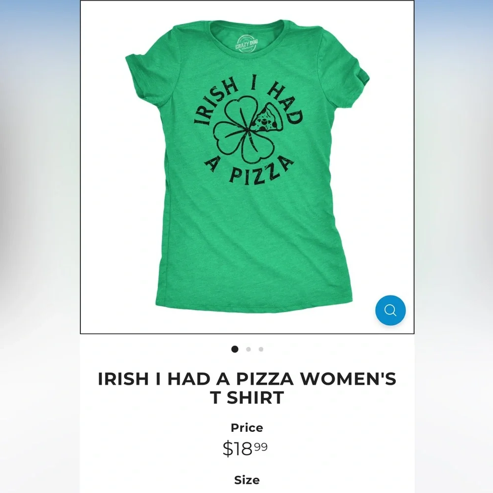 Women’s Irish I Had A Pizza Shirt Size 2X - Picture 3 of 4
